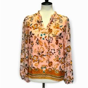 Joie Floral Boho Blouse With Peasant Sleeves. Size Small.  NWOT